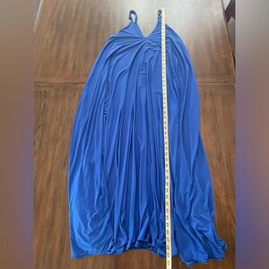 Blue maxi dress knit sundress spaghetti straps Large EUC